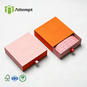 Boîtes à tiroirs orange de qualité supérieure, boîte cadeau en papier rigide avec laminage mat, gaufrage et doublure en éponge pour un déballage luxueux et durable - Product Image 1