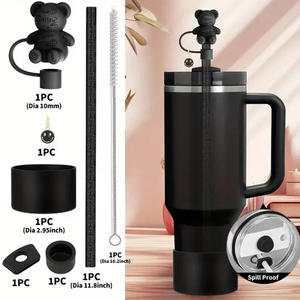 مجموعة إكسسوارات أكواب 7 Stan لطيفة ، سدادة غبار دب ، سلسلة كأس فراشة ، قينٌ متدلية لمدة 30 40 أونصة - Product Image 3