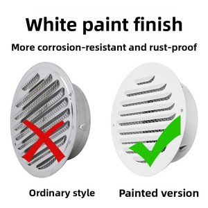 Coperchio Traspirante Bianco in Acciaio Inossidabile per Cappa <span class=keywords><strong>di</strong></span> Ventilazione a Testa Piatta con Griglia Rotonda e Serranda <span class=keywords><strong>di</strong></span> <span class=keywords><strong>Scarico</strong></span> - Product Image 3
