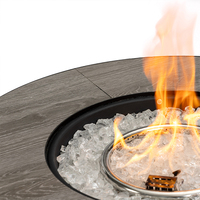 Tavolo con Braciere a Gas Naturale da 30 Pollici, 50000 BTU, in Acciaio Ecologico con Piano in Ceramica Effetto Legno per Uso Esterno - Nero