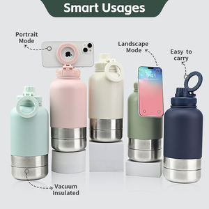 3 in 1 32oz coperchio magnetico in acciaio inox isolato bottiglia d'acqua portatile cane da viaggio bottiglia d'acqua con due ciotole di cibo acqua - Product Image 2