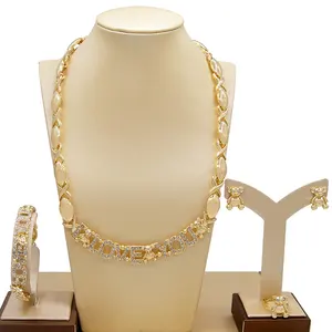 Tôi yêu bạn ôm và hôn XOXO Vòng cổ trang sức thiết lập USA Kim cương mạ vàng lớn gấu bông trang sức thiết lập vòng đeo tay cho phụ nữ x0061