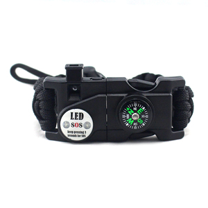 Paracord สร้อ<span class=keywords><strong>ย</strong></span>ข้อมือถักไนลอนเอาตัว<span class=keywords><strong>รอด</strong></span>ชุดอุปกรณ์ตกปลาเข็มทิศชุดฉุกเฉินสร้อยข้อมือสตาร์ทไฟพร้อมฟลินท์ - Product Image 3