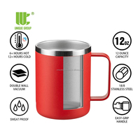 Gobelets isolés sous vide en acier inoxydable à double paroi de 12oz/350ml tasse à café d'eau pour bureau à domicile en plein air idéal pour les boissons glacées