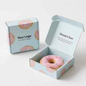 กล่องลูกฟูกสีฟ้าอ่อน ลายหวาน พร้อมโลโก้แบรนด์ที่ปรับแต่งได้ สำหรับร้านขนมหวานและโซลูชั่นบรรจุภัณฑ์ขนมอบ - Product Image 3