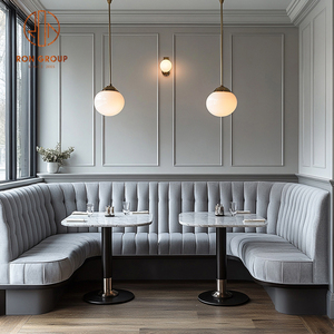 Tavolo Rotondo in Marmo per Ristorante, Tavolo Semicircolare per Caffetteria, Set di Arredi con Sedute per Bar - Product Image 3