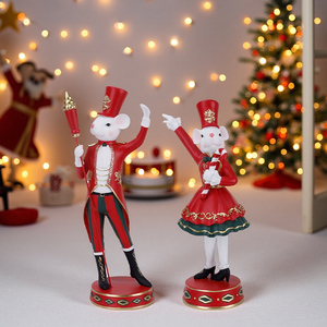 Đồ trang trí chuột lính Giáng sinh phong cách Redeco Nutcracker, tượng chuột Giáng sinh, tượng động vật bằng nhựa resin, đồ trang trí ngày lễ thanh lịch - Product Image 5