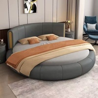 Lit double de luxe moderne italien en cuir, design 2025, avec tête de lit capitonnée et réglable