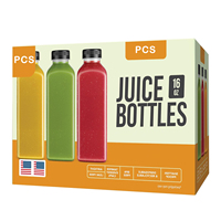 Botellas vacías de jugo de leche Botellas de jugo de plástico PET con tapas Reutilizable Claro a granel LOGO personalizado Contenedores de bebidas para jugo