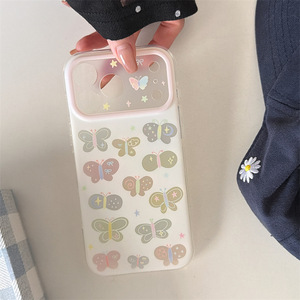 เคสโทรศัพท์ลายผีเสื้อสีสันสดใสสองชั้นสำหรับ iPhone 17 Pro Max 16 15 สำหรับสาวๆ รุ่น Spring Summer Hollow - Product Image 2