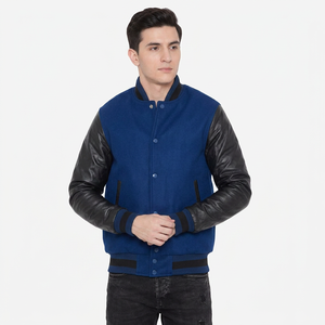 Veste de baseball vintage personnalisée avec logo pour homme, en toile, pour l'hiver, avec poche latérale et patchwork, design pour homme - Product Image 1