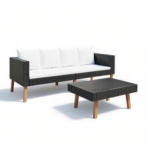 Ensemble de canapé de jardin en rotin PE noir avec coussins, meubles d'extérieur durables, design contemporain, modèle D0100HHHZDX - Product Image 1