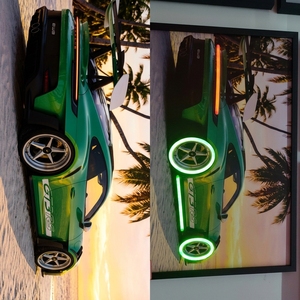 <span class=keywords><strong>Toile</strong></span> encadrée avec lumière LED néon personnalisée, décoration murale moderne 3D pour salle de jeux, garage, bar, voiture de luxe, athlète, sport, icône, <span class=keywords><strong>art</strong></span> <span class=keywords><strong>pop</strong></span> - Product Image 3
