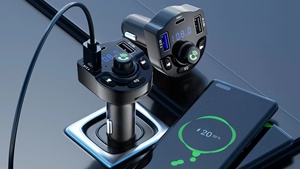 R 1 Carregador de carro portátil com 3.1A Dual USB PD C para <span class=keywords><strong>Bluetooth</strong></span> 5.0 MP3 <span class=keywords><strong>Player</strong></span> Receptor FM e Transmissor para Telemóveis - Product Image 2