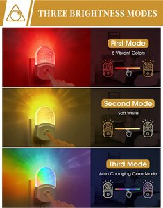 Mini <span class=keywords><strong>veilleuse</strong></span> LED à capteur RGB 8 couleurs en acrylique 0,5W, blanc chaud, à brancher, intensité réglable, lumière moderne pour chambre à coucher - Product Image 2