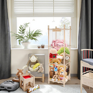 나무 박제 동물 케이지 보육 놀이방 침실 박제 동물 보관을위한 나무 장난감 주최자 랙 - Product Image 2