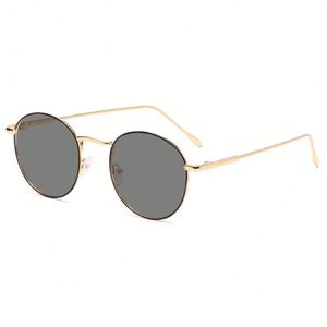 Gafas de Sol Redondas de Metal Retro Unisex 2025 con Logotipo Personalizado, Gafas Fotocromáticas Anti Luz Azul para Hombre y Mujer - Product Image 5