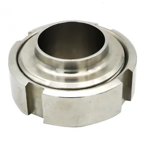 SS304 Sanitaire Sms Lange Type Union Ronde Moer, Las Mannelijke, Liner Met Afdichting Voor Zuivel Pijp Connector