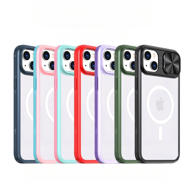 New Privacy Phone Cover with Push Window Magnet Shockproof Phone Case for iPhone 12 13 14 Pro Max Case with Camera Protection