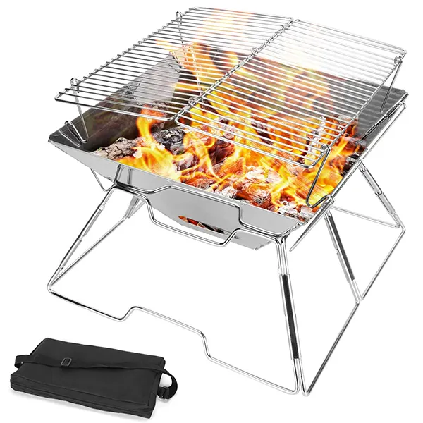 WC-007 Hot Sell Portable Folding Camping Fire Pit Outdoor Wood Stove Burner BBQ Grill with Carrying Bag