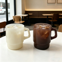 Verres à lait colorés crémeux de 230 ml du fabricant, tasses à café en verre vides marron rondes avec poignée