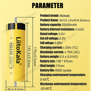 Pin LiitoKala 3.2V 25Ah dung lượng cao, chu kỳ sâu, loại Lifepo4 dùng cho hệ thống 12V 24V 36V 48V, pin sạc lại LiFePO4 25Ah - Product Image 5