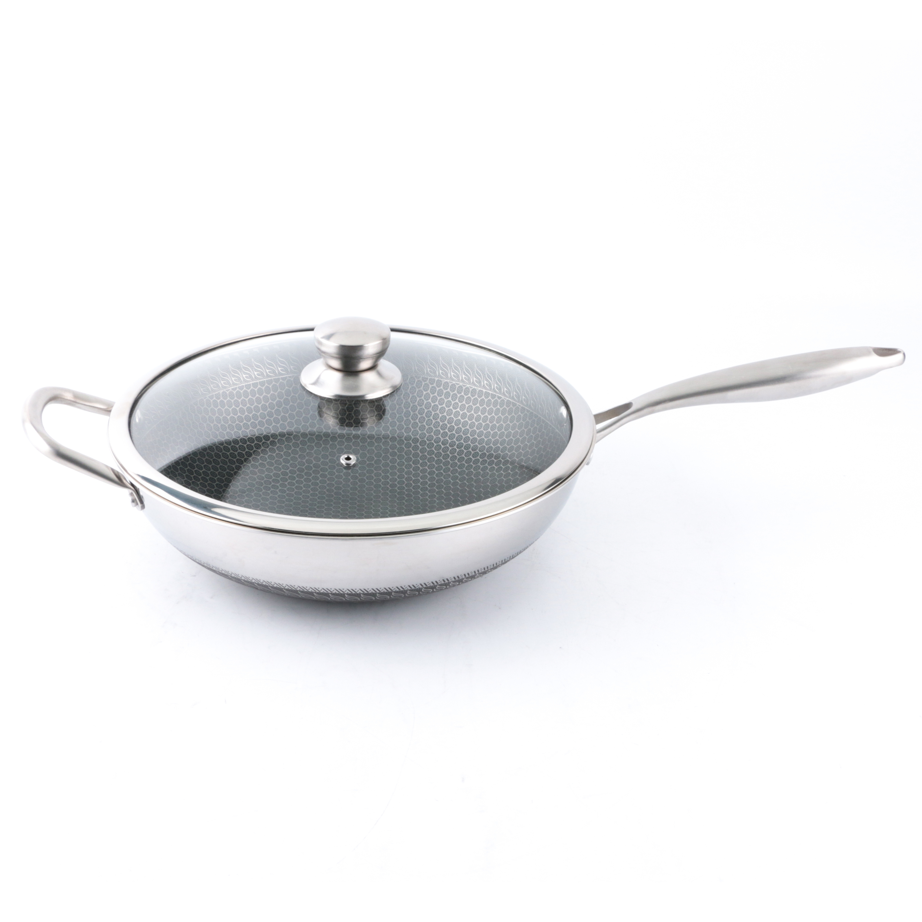 Yuantai advanced luxury OEM/ODM 304 сковородка из нержавеющей стали со стеклянной крышкой