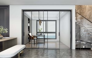 एल्यूमीनियम कांच स्लिम फ्रेम फिसलने रसोई स्लाइड दरवाजा विभक्त विभाजन पाले सेओढ़ लिया गिलास एल्यूमीनियम दरवाजे स्विंग कमरे के दरवाजे के लिए घर - Product Image 2