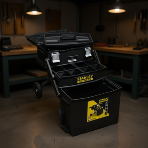 Chariot de rangement d'outils Stanley Fatmax Mobile Work Station à 3 niveaux avec roulettes et tiroirs pour usage en atelier - Product Image 3