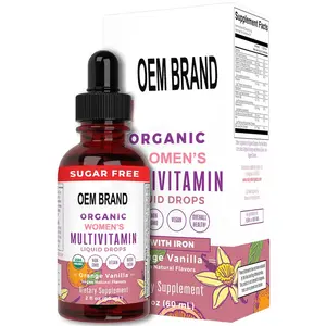 OEM Sugar Free Vegan Womens Vitamins Supplement Organic Womens Multivitamin Liquid Drops for Mood Balance Immune Support