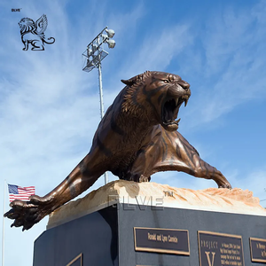 BLVE 수제 주조 실물 크기 골동품 황동 구리 야외 정원 동물 조각 청동 포효 호랑이 동상 - Product Image 5