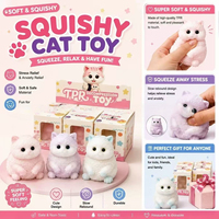 Jouet Squishy Chat Blanc Mignon en Forme de Cœur, Patte Avant Enveloppant un Cœur 3D, Rebond Lent, Anti-Stress