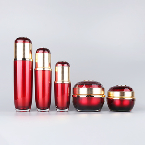 Juego de envases de cosméticos vacíos de lujo redondos Juego de tarros de crema de plástico Juego de botellas de plástico en forma de bola de oro <span class=keywords><strong>rojo</strong></span> - Product Image 2