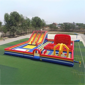 Parcours d'obstacles gonflable arc-en-ciel 14x3M, tunnel de jeu commercial pour enfants, location pour événements extérieurs, fêtes, carnaval - Product Image 3
