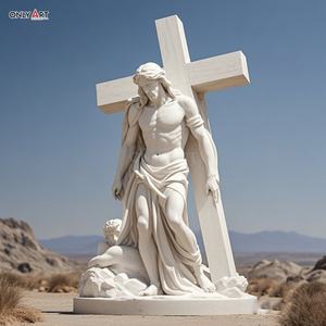 Estatua famosa Católica Cristiana talla <span class=keywords><strong>de</strong></span> piedra grande <span class=keywords><strong>segunda</strong></span> estación Jesús lleva Cruz mármol blanco Jesús 14 estaciones escultura - Product Image 4