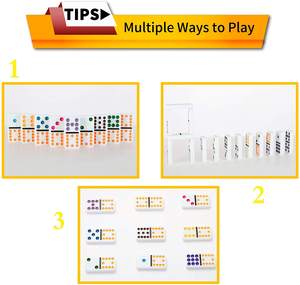 JUXING Jeu de dominos à points colorés double 12, 91 tuiles avec étui en aluminium, jeu mexicain du train pour le plaisir en famille - Product Image 6