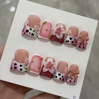 Uñas postizas de lujo transfronterizas de gran venta, con diseño tridimensional tallado, tipo pico de pato, hechas a mano, con forma de flor de tulipán