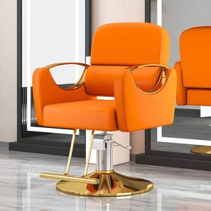 Meubles de salon de coiffure très demandés, chaise de coiffure simple en cuir, fauteuil de barbier inclinable et réglable doré - Product Image 5