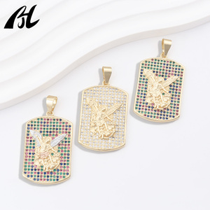 Dije y Colgante de San <span class=keywords><strong>Miguel</strong></span> Arcángel Religioso de Moda con Zirconia Cúbica Cuadrada Estilo Diamante Helado - Product Image 5