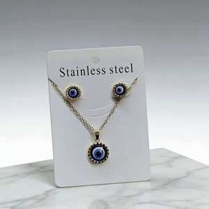 LC20260165 Vente en gros de colliers pendentifs en acier inoxydable pour femmes et hommes, avec un pendentif porte-bonheur <span class=keywords><strong>turc</strong></span>, œil du diable, œil maléfique - Product Image 3