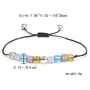 Lucido Fascino Corda Regolabile Colorato Quadrato di Cristallo Bordato il Braccialetto Dei Monili Regalo Per Le Donne - Product Image 6