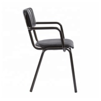 Chaise de salle à manger en cuir rembourrée avec cadre métallique, dossier empilable, confortable, écologique, durable pour la salle à manger intérieure et les restaurants