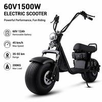 Trottinette électrique à pneus larges en alliage d'aluminium avec moteur sans balais 60V 1500W pour adultes, avec batterie au lithium amovible de 12Ah