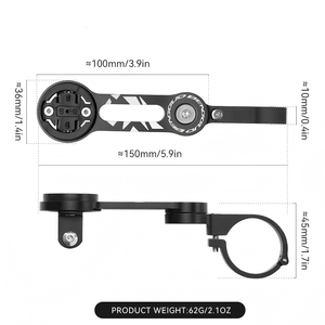 <span class=keywords><strong>Support</strong></span> de vélo réglable en aluminium pour ordinateur de vélo, <span class=keywords><strong>support</strong></span> multi-base compatible <span class=keywords><strong>Garmin</strong></span>/Cateye/Bryton avec <span class=keywords><strong>support</strong></span> pour caméra d'action et éclairage - Product Image 3