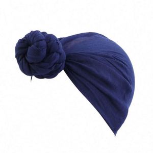 Wholesale Womens Ethnic Polyester Big Flower Turban Beanie Elegant Cap Plain Head <b>Wrap</b> Outdoor <b>Stretch</b> Long Scarf - Product Image 3