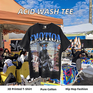 T-shirt d'été vintage délavé pour homme, style streetwear, tricoté lourd 240g, 100% coton, écologique, avec <span class=keywords><strong>lettres</strong></span> 3D personnalisées Hip Hop - Product Image 2