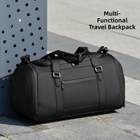 Sac de sport robuste en PVC composite pour le sport, noir mat, avec compartiment pour chaussures, sac de voyage