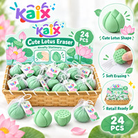 Ensemble de gommes à crayon personnalisées KAIX en forme de fleur de lotus avec logo sur les gommes, emballage personnalisé, ensemble cadeau scolaire pour les étudiants, vente en gros