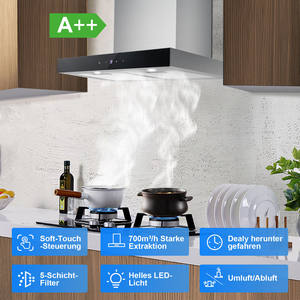 Topostrong Dunstabzugshaube 60厘米Mit 700 <span class=keywords><strong>m</strong></span> ³/h，Dunstabzug 60厘米Edelstahl，9 Stufen软触摸Steuerund，2w发光二极管-Licht - Product Image 2