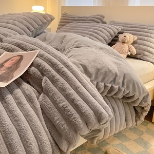 Двусторонний утолщенный пододеяльник из молочного флиса (полиэстер, 200 ТС), зимний комплект постельного белья из четырех предметов для дома и отелей - Product Image 2